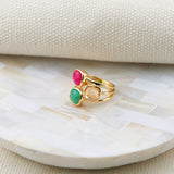 Brooklyn Triple Gemstone Gold Vermeil Ring