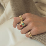 Brooklyn Triple Gemstone Gold Vermeil Ring
