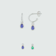 Mini Manhattan Silver Interchangeable Gemstone Hoop Earrings