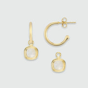 California Cushion Moonstone & Gold Interchangeable Hoop Earrings