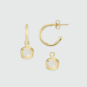 California Cushion Moonstone & Gold Interchangeable Hoop Earrings