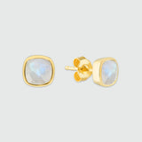 Brooklyn Gold Vermeil Moonstone Cushion Stud Earrings