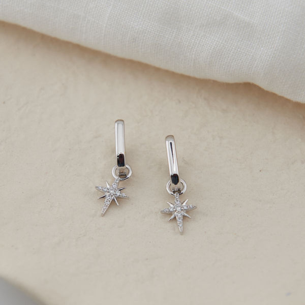 Auree x @theeditbutton Silver Interchangeable Hoop & CZ Star Drop Earrings