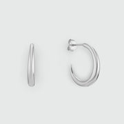 Alta Silver Crescent Shaped Hoop Earrings