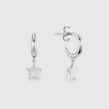 Alta Silver Moon Hoop Earrings with Star Drops