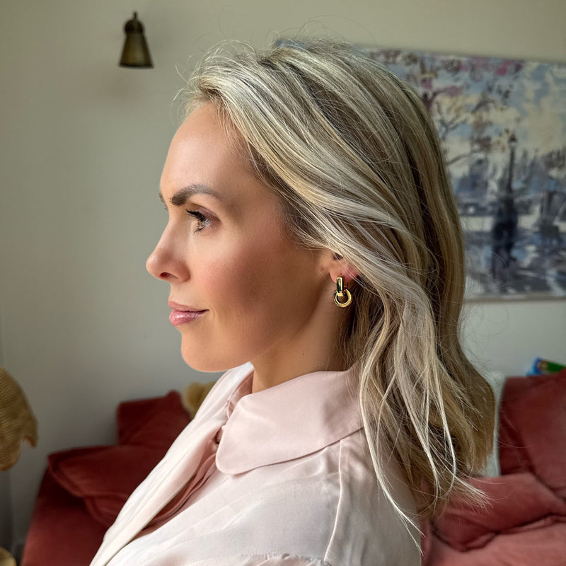 Auree x @theeditbutton Small Chunky Gold Hoops with Gold Circle Drops