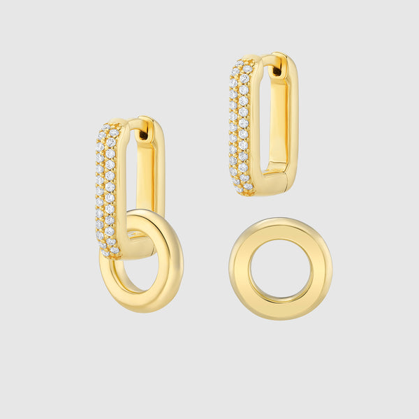 @aureejewellery x @theeditbutton Gold CZ Interchangeable Hoop & Gold Circle Drop Earrings