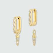Auree x @theeditbutton Gold CZ Interchangeable Hoop & White Pointed Drop Earrings