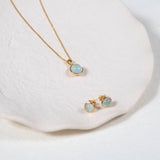 Aurora Aqua Chalcedony & Gold Vermeil Stud Earrings-Auree Jewellery