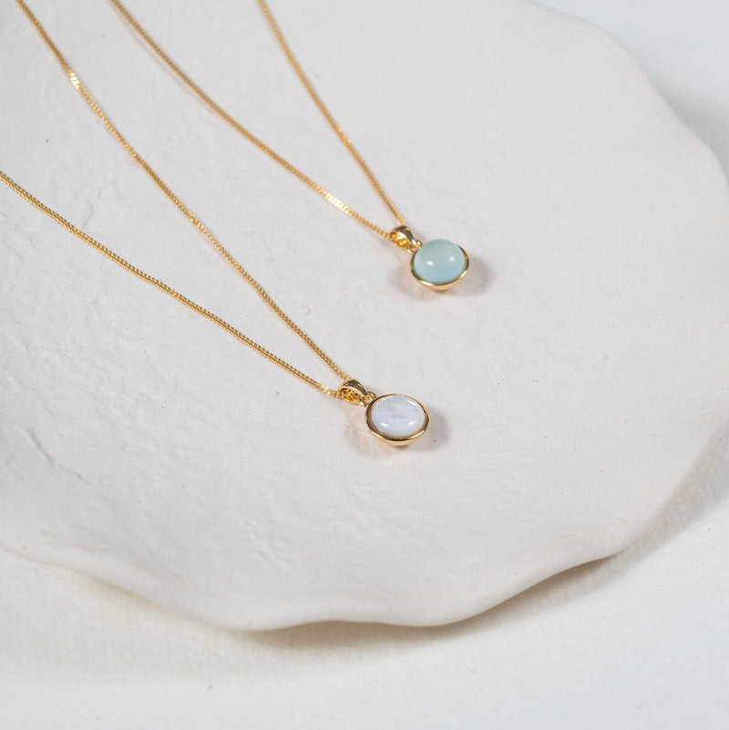 Aurora Mother of Pearl & Gold Vermeil Necklace-Auree Jewellery