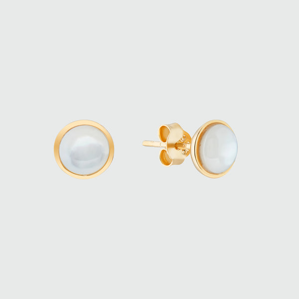 Aurora Mother of Pearl & Gold Vermeil Stud Earrings-Auree Jewellery