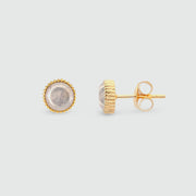 Barcelona October Rose Quartz Birthstone Stud Earrings
