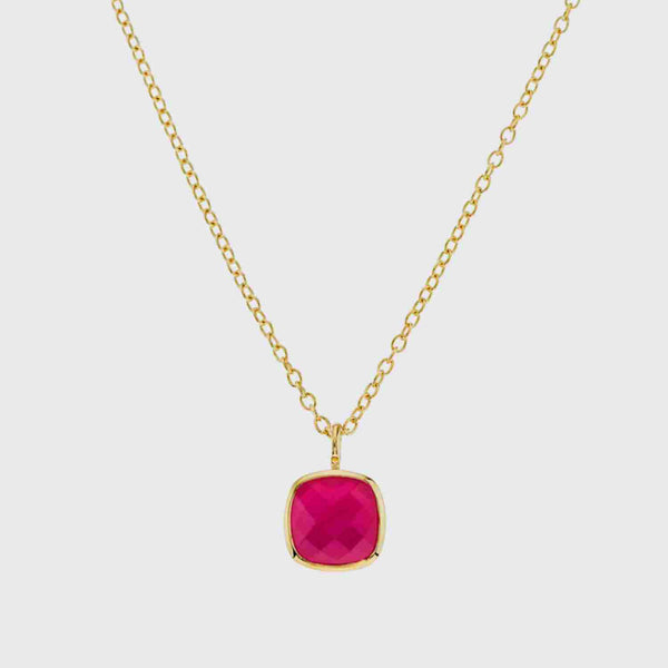 Brooklyn Fuchsia Pink Chalcedony & Gold Vermeil Necklace