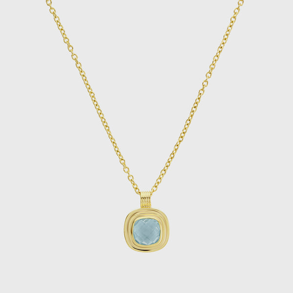 California Cushion Blue Topaz Necklace-Auree Jewellery