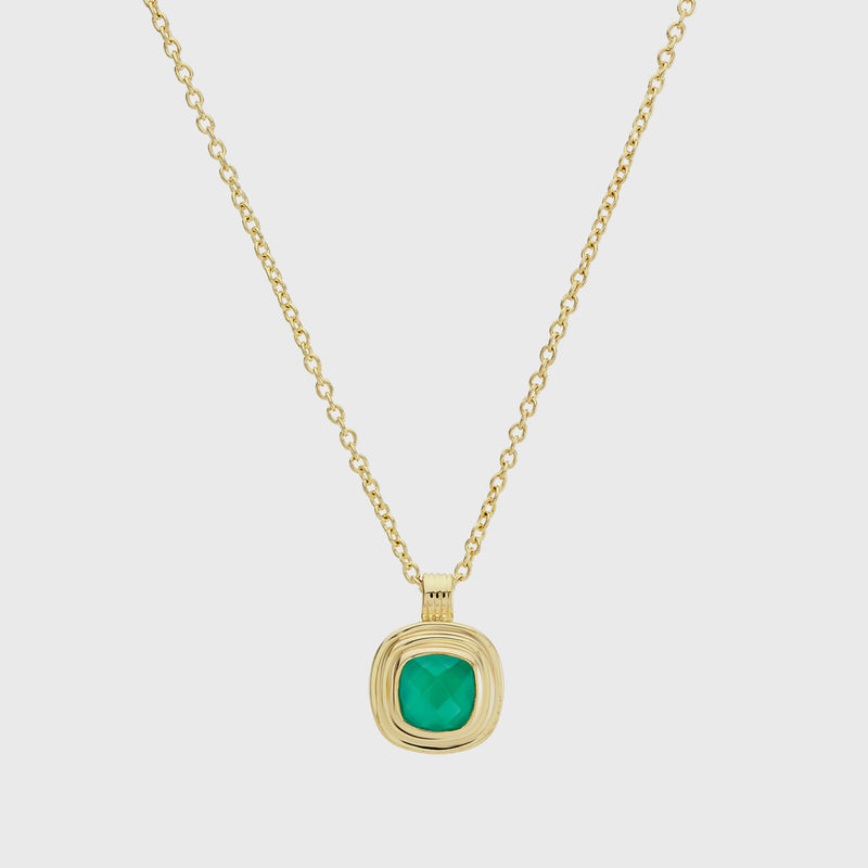 California Cushion Green Onyx Necklace-Auree Jewellery