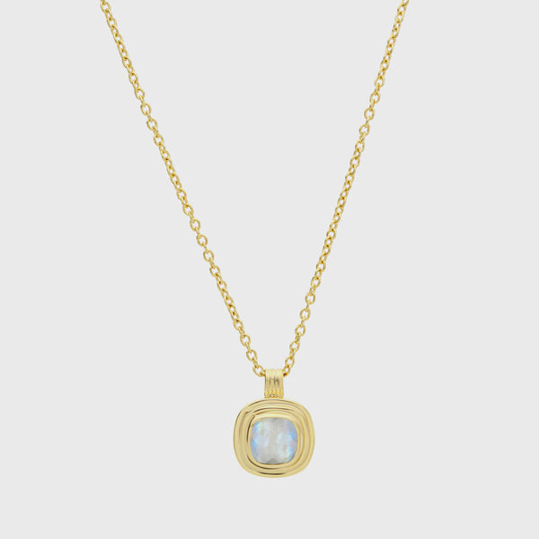 California Cushion Moonstone Necklace-Auree Jewellery