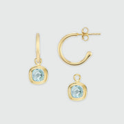California Cushion Blue Topaz & Gold Interchangeable Hoop Earrings