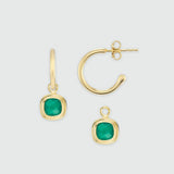 California Cushion Green Onyx & Gold Interchangeable Hoop Earrings