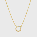 Chora Mini Circle Yellow Gold & Cubic Zirconia Necklace
