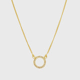 Chora Mini Circle Yellow Gold & Cubic Zirconia Necklace-Auree Jewellery