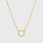 Chora Mini Circle Yellow Gold & Cubic Zirconia Necklace