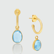 Manhattan Gold & Blue Topaz Interchangeable Gemstone Earrings