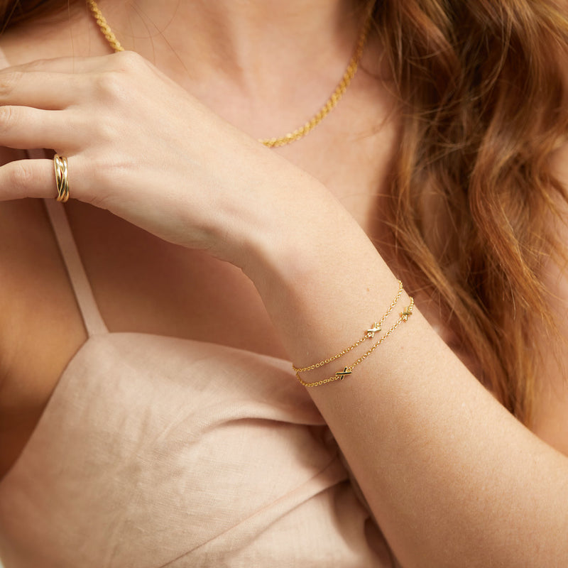 Deia Gold Vermeil Triple Kiss Bracelet-Auree Jewellery