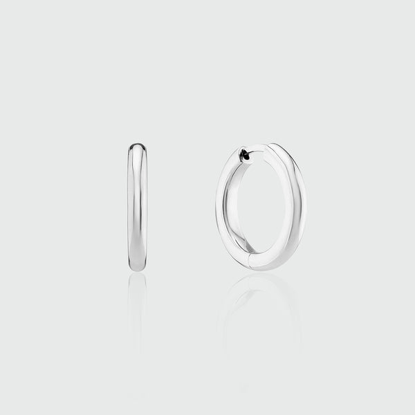Fernshaw Large Silver Huggie Hoop Earrings