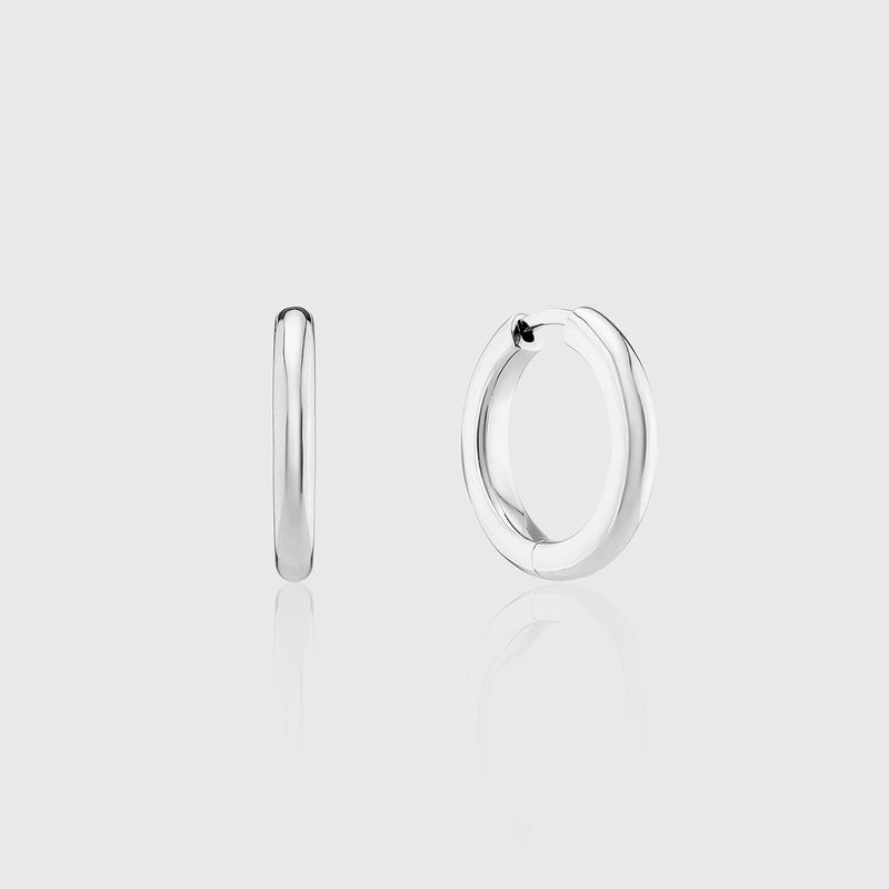 Fernshaw Large Silver Huggie Hoop Earrings