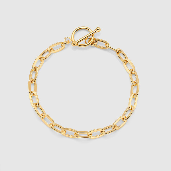 Astell Rectangular Link Gold T-Bar Bracelet