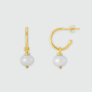 Manhattan Gold & Freshwater Pearl Interchangeable Hoop Earrings
