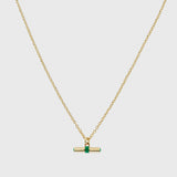 Havana Gold and Apple Green Enamel T-Bar Necklace-Auree Jewellery