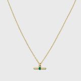 Havana Gold and Apple Green Enamel T-Bar Necklace