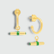 Havana Apple Green Enamel and Gold Vermeil T-Bar Hoop Earrings