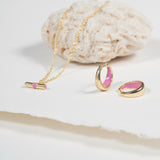 Earrings - Havana Flamingo Pink Enamel & Gold Huggie Hoop Earrings