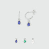 Mini Manhattan Silver Interchangeable Gemstone Hoop Earrings