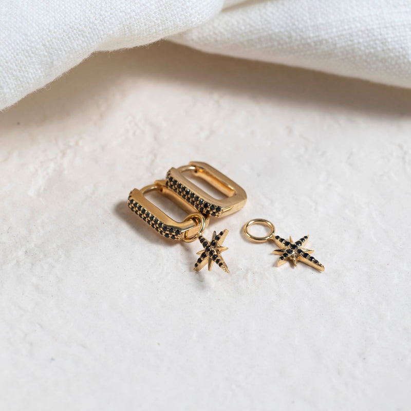 Auree x @theeditbutton Gold & Black Cubic Zirconia Rectangular Hoops