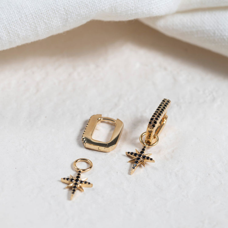 Auree x @theeditbutton Gold and Black Cubic Zirconia Star Drops Lifestyle Image