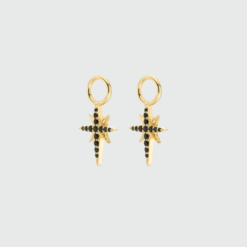 Earrings - Auree X @theeditbutton Gold And Black Cubic Zirconia Star Drops