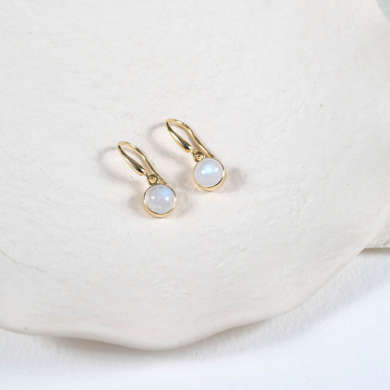 Lulea Moonstone Gold Vermeil Hook Earrings