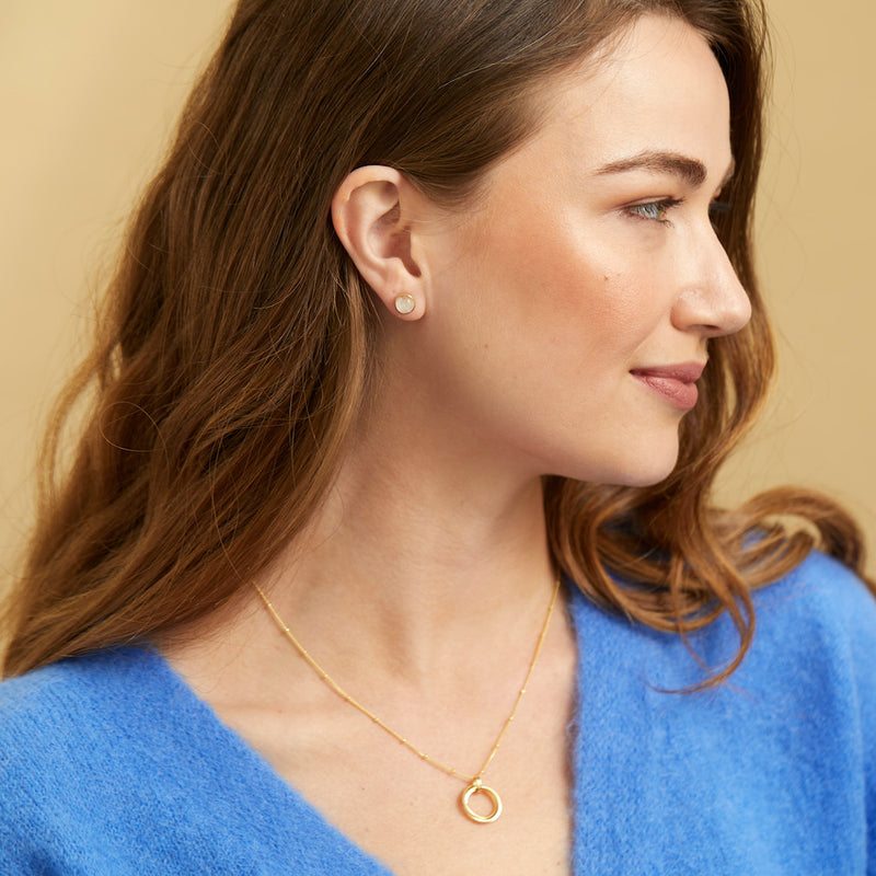 Lulea Moonstone Gold Vermeil Large Stud Earrings