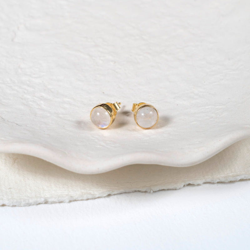 Lulea Moonstone Gold Vermeil Large Stud Earrings