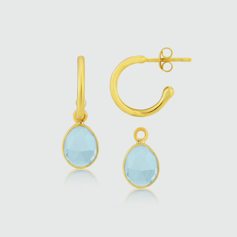 Manhattan Gold Interchangeable Gemstone Earrings-Auree Jewellery