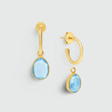 Manhattan Gold & Blue Topaz Interchangeable Gemstone Earrings