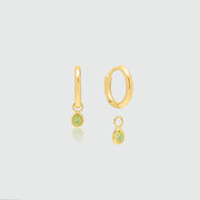 Venice Peridot Gold Huggie Hoop Earrings