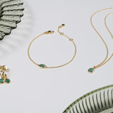 Mini Manhattan Emerald Gold Vermeil Gemstone Bracelet, necklace and earrings set