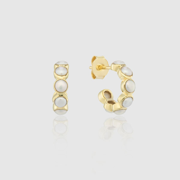 Ortigia Freshwater Pearl & Gold Vermeil Mini Hoop Earrings