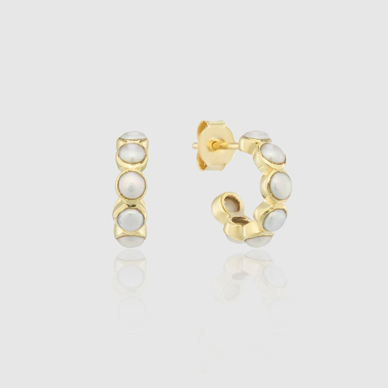 Ortigia Freshwater Pearl & Gold Vermeil Mini Hoop Earrings