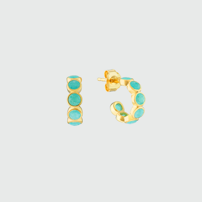 Ortigia Mini Amazonite & Gold Vermeil Hoop Earrings