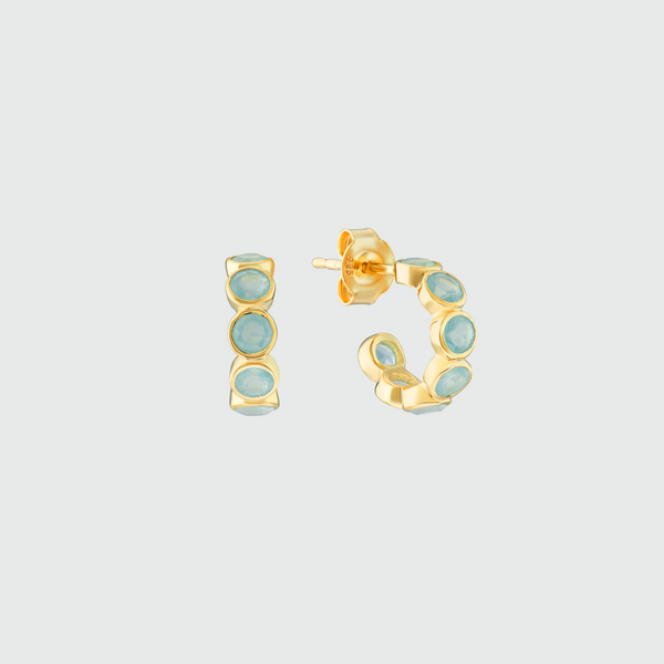 Ortigia Mini Aqua Chalcedony & Gold Vermeil Hoop Earrings